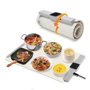 Electric Food Warming Mat, Portable Foldable Silicone with Full Surface Heating